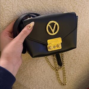 Valentino Black Mini Bag with Gold Accents